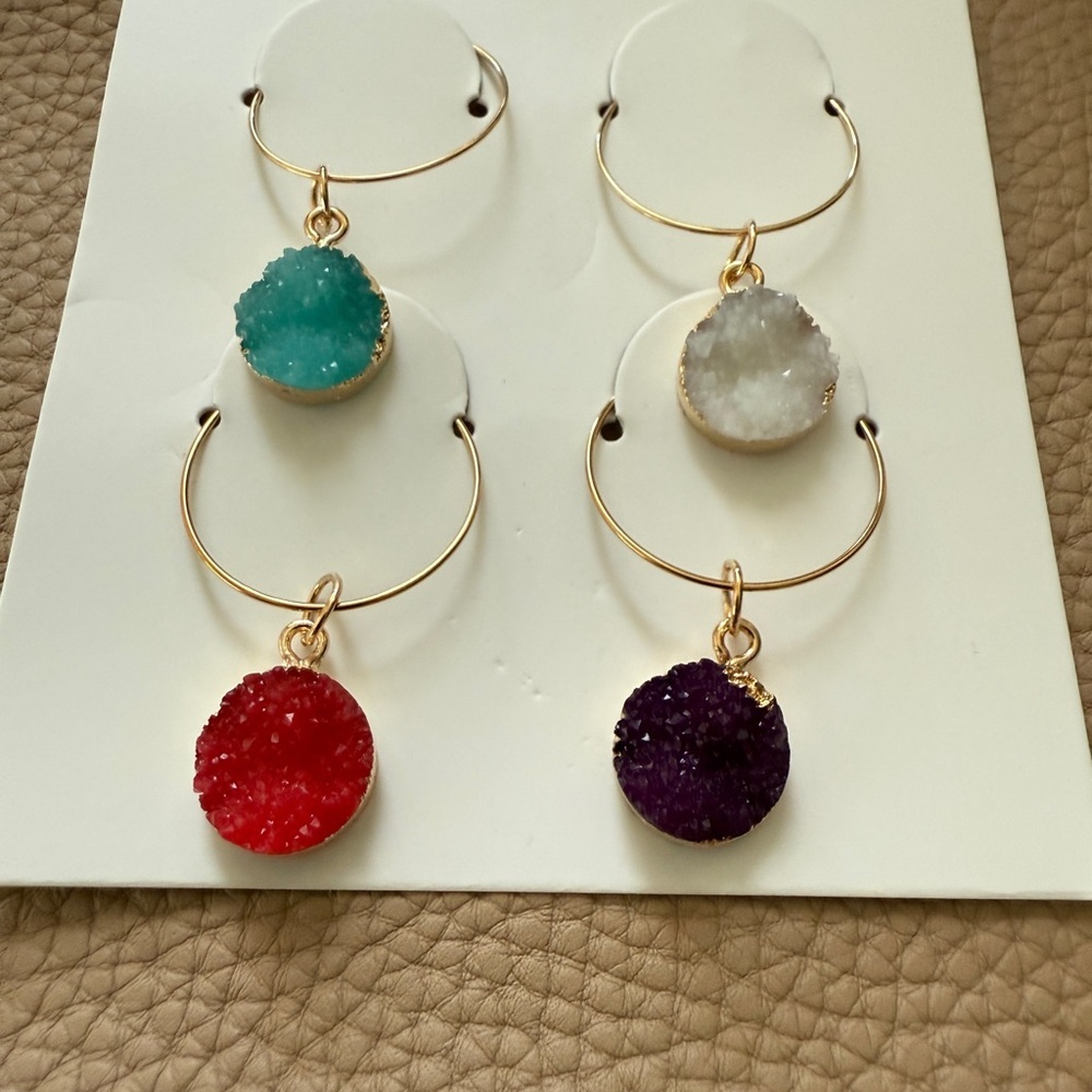 Wineglass Stone Charms Entertaining Party Host Festive Gift Stocking Stuffer - Picture 2 of 2